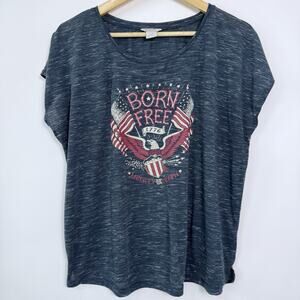 Ariat Graphic T Shirt Womens L Blue Born Free Liberty or Death Americana‎ Casual